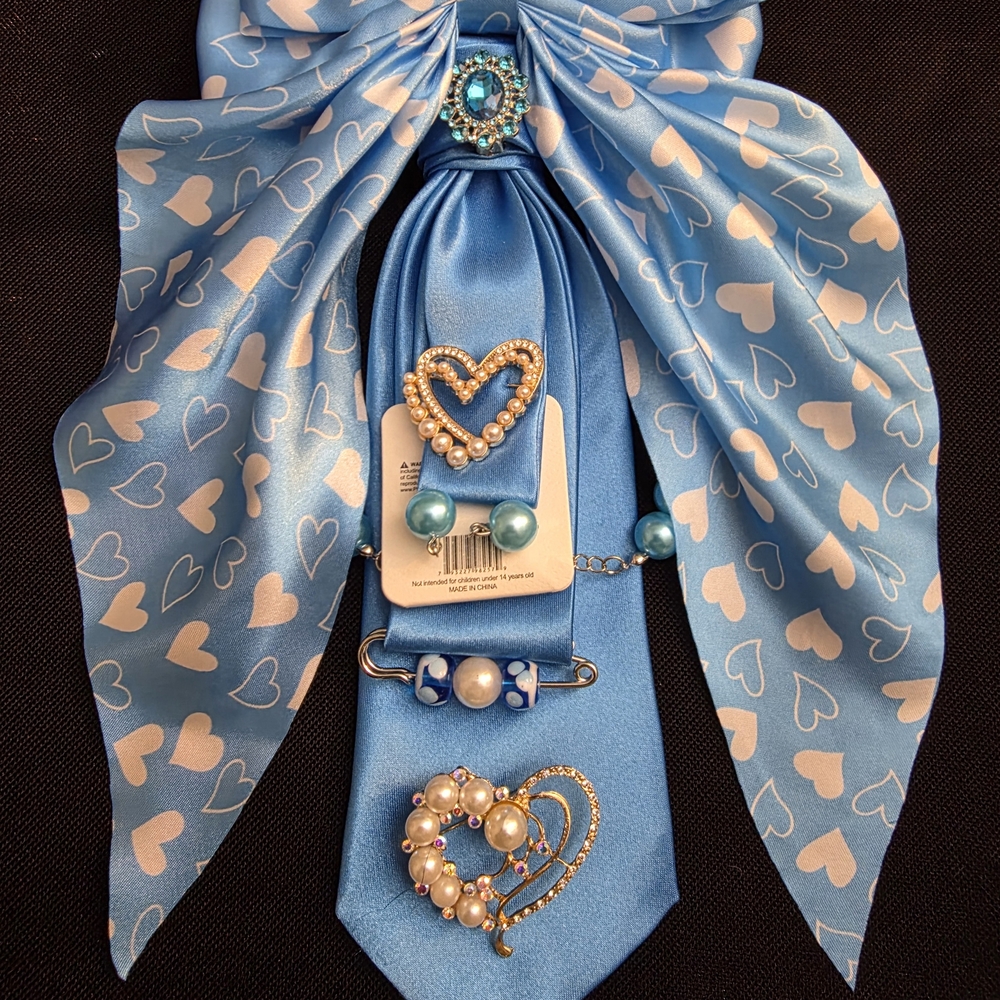 Blue Heart Patterned Bow Tie Set